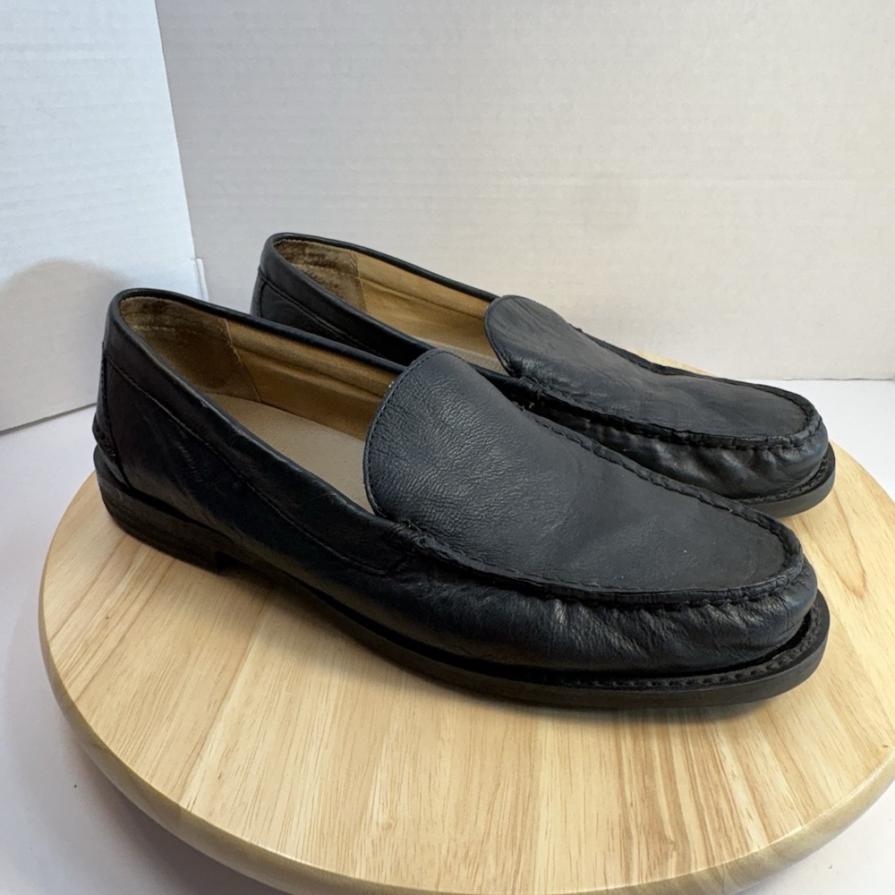 Polo Ralph Lauren Men's Black Leather Slip-On Loafers Kristofer Rubber Sole 11D